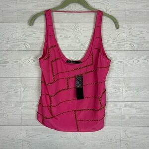 NWT ARK & CO. PINK BEADED TANK TOP BLOUSE SLEEVELESS SIZE SMALL